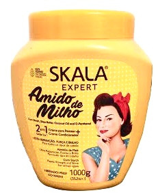کرم حالت‌دهنده و نرم‌کننده اسکالا مدل Amido de Milho | نشاسته ذرت، شیا باتر و روغن نارگیل | ترمیم و درخشندگی مو | Co-Wash و بدون آبکشی | حجم ۱۰۰۰ گرمی