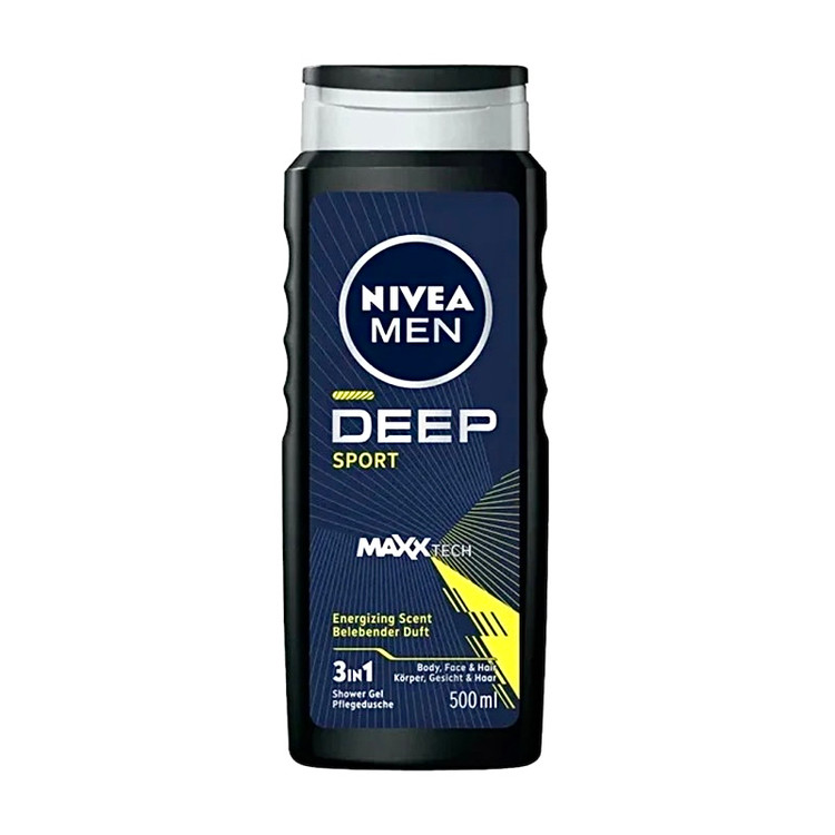 شامپو بدن ۳ در ۱ نیوا من مدل DEEP SPORT MAX TECH | مناسب بدن، صورت و مو | رایحه انرژیزا و طراوت‌بخش | حجم ۵۰۰ میلی‌لیتر | ساخت آلمان
