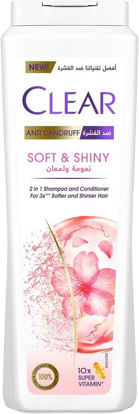 شامپو ۲ در ۱ کلیر وومن مدل SOFT & SHINY | ضد شوره ۱۰۰٪ و تقویتکننده پوست سر | نرمی و درخشندگی فوقالعاده | حاوی کراتین و نیاسینامید | حجم ۳۵۰ میلیلیتر | ساخت ترکیه
