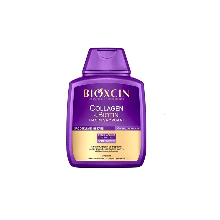 شامپو حجم‌دهنده و ضد ریزش بیواکسین مدل COLLAGEN & BIOTIN | حاوی کلاژن و بیوتین | تقویت و افزایش ضخامت مو | مناسب موهای نازک و کم‌پشت | ۳۰۰ میلی‌لیتر | ساخت ترکیه