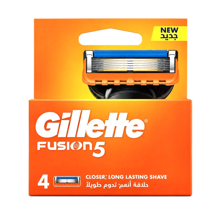 تیغ یدک ژیلت مدل Fusion5 بسته ۴ عددی | ۵ تیغه با نوار روانکننده | دارای تیغه پشتی برای اصلاح دقیق | ساخت آلمان